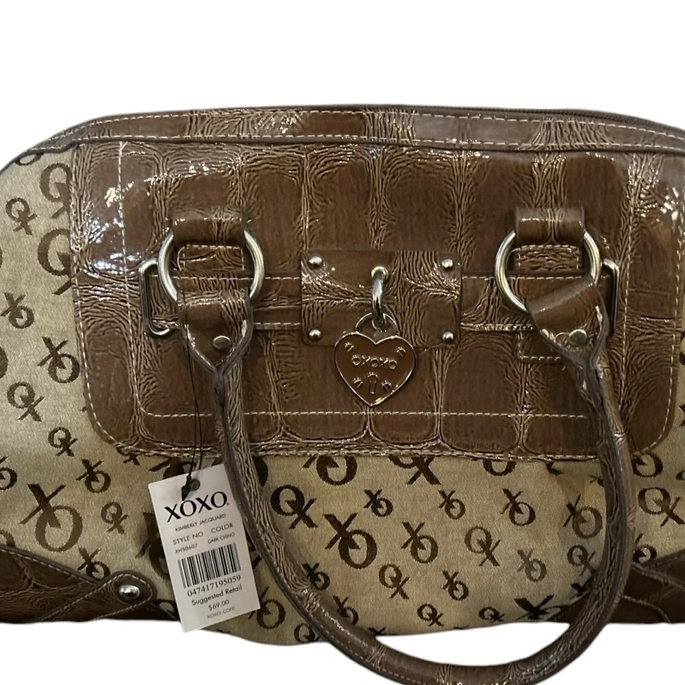 XOXO‎ Women's Satchel Handbag Dark Cognac with Heart Charm